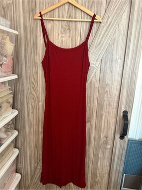 Women’s Spaghetti Strap Midi Dress - burgundy, XL